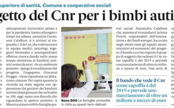Nuovo progetto dell’Istituto IRIB CNR di Messina per i bimbi autistici